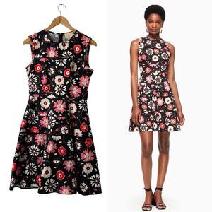 Kate Spade Casa Flora Poplin Dress Size 4 Tiered Fit Flare Feminine BloomCore